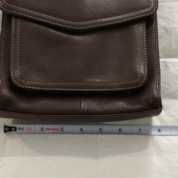 Fossil Dark Brown Crossbody # 75082 Genuine Pebble Leather Messenger Bag EUC - Picture 7 of 16